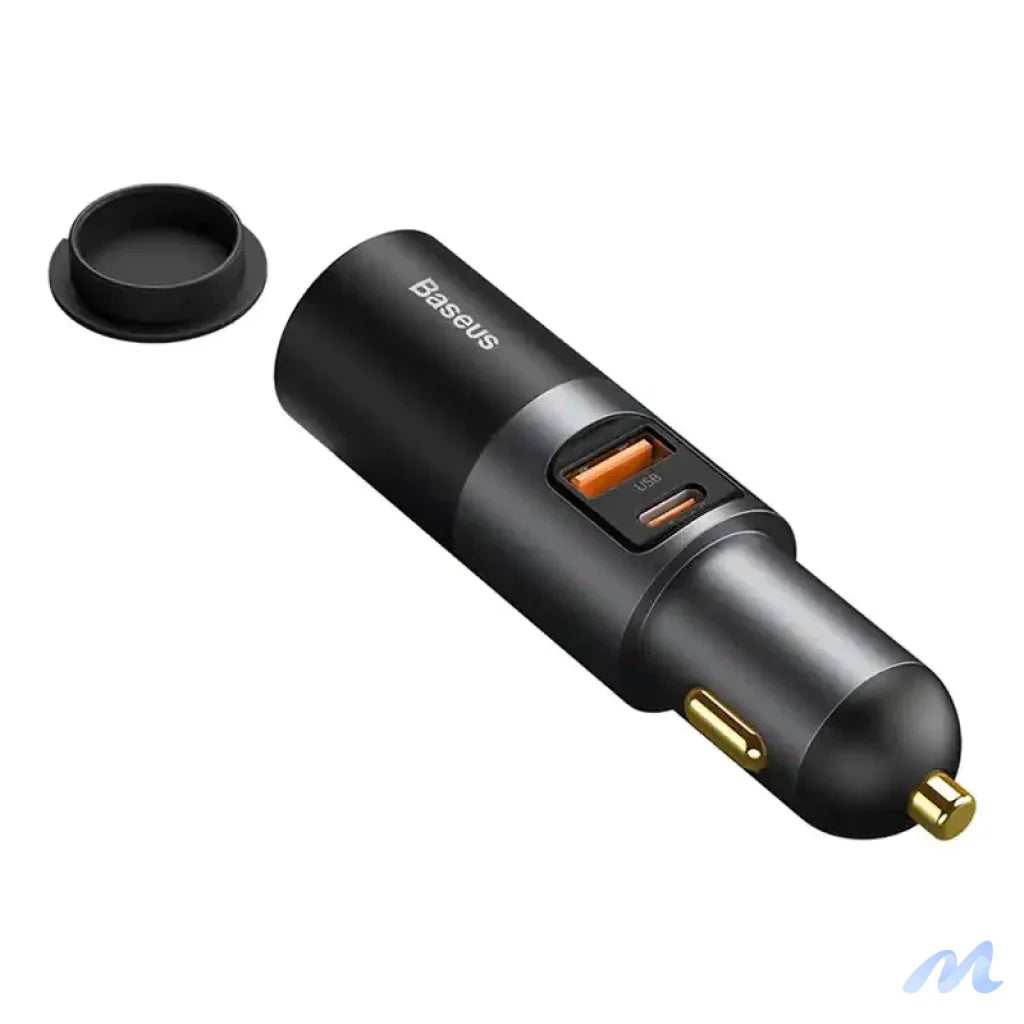 Baseus Share Together Fast Charge Car Charger with Cigarette Lighter Expansion Port, 2x USB, 120W (Gray)