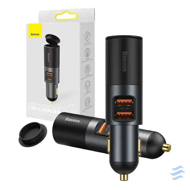 Baseus Share Together Fast Charge Car Charger with Cigarette Lighter Expansion Port 2x USB 120W (Gray) Car chargers
