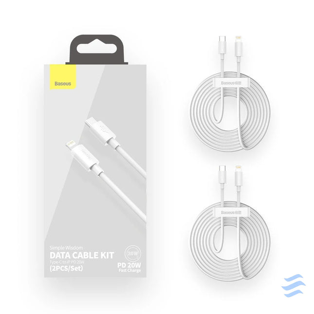 Baseus Simple Wisdom Data Cable Kit USB C to Lightning PD 20W (2PCS/Set) 1.5m White USB C to Lightning