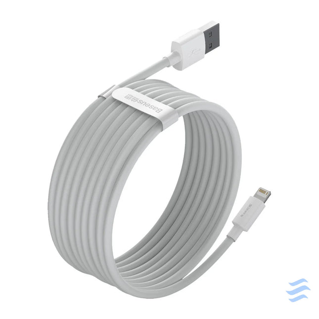 Baseus Simple Wisdom Data Cable Kit USB to Lightning 2.4A (2PCS/Set）1.5m White USB to Lightning