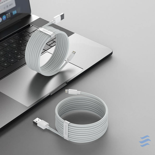 Baseus Simple Wisdom Data Cable Kit USB to Lightning 2.4A (2PCS/Set）1.5m White USB to Lightning