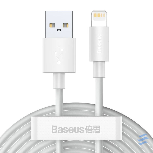 Baseus Simple Wisdom Data Cable Kit USB to Lightning 2.4A (2PCS/Set）1.5m White USB to Lightning
