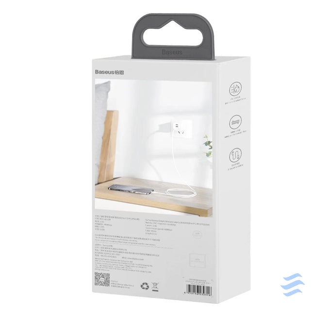 Baseus Simple Wisdom Data Cable Kit USB to Lightning 2.4A (2PCS/Set）1.5m White USB to Lightning
