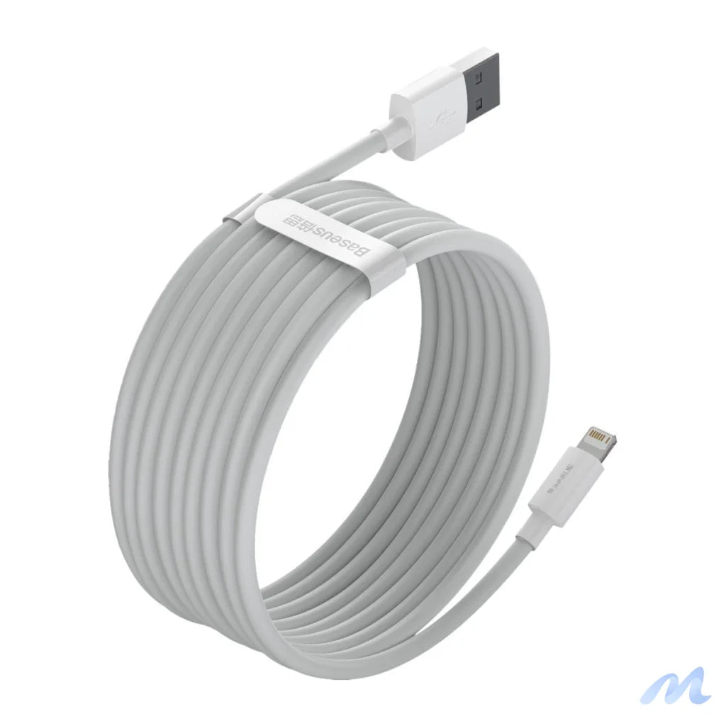 Baseus Simple Wisdom Data Cable Kit USB to Lightning 2.4A (2PCS/Set）1.5m White
