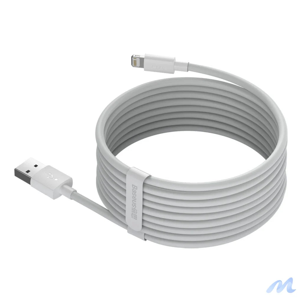 Baseus Simple Wisdom Data Cable Kit USB to Lightning 2.4A (2PCS/Set）1.5m White
