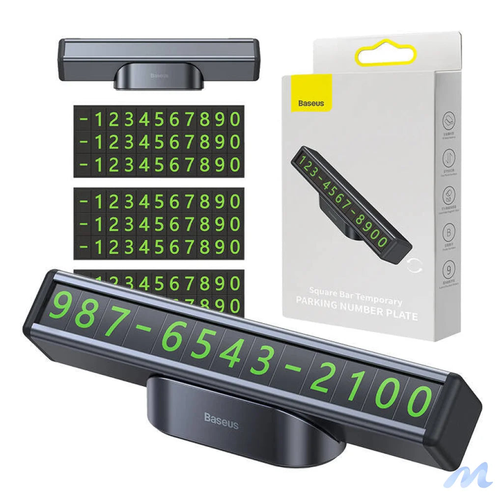 Baseus Square Bar Temporary Parking Number Plate (Black)