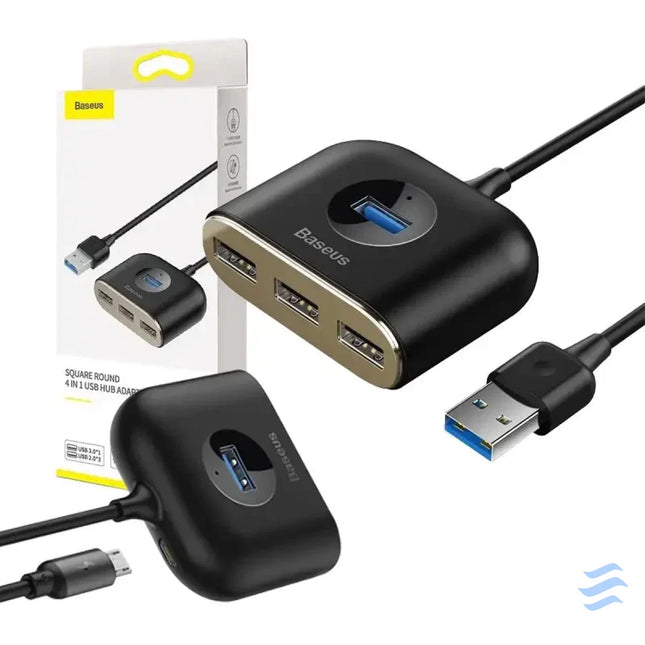 Baseus Square Round USB Adapter HUB USB 3.0 to 1x USB 3.0 + 3x USB 2.0.1m (Black) Hubs