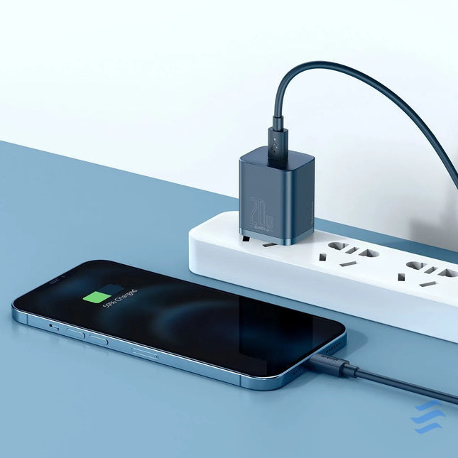 Baseus Super Si Quick Charger 1C 20W with USB C cable for Lightning 1m (blue) mains chargers