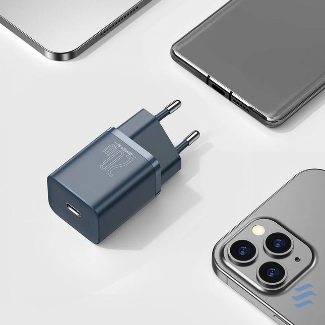 Baseus Super Si Quick Charger 1C 20W with USB C cable for Lightning 1m (blue) mains chargers