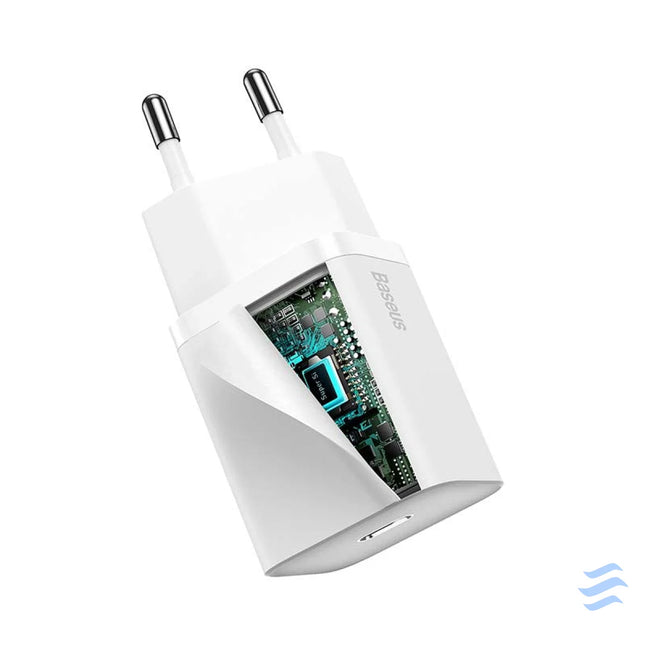 Baseus Super Si Quick Charger 1C 20W with USB C cable for Lightning 1m (white) mains chargers
