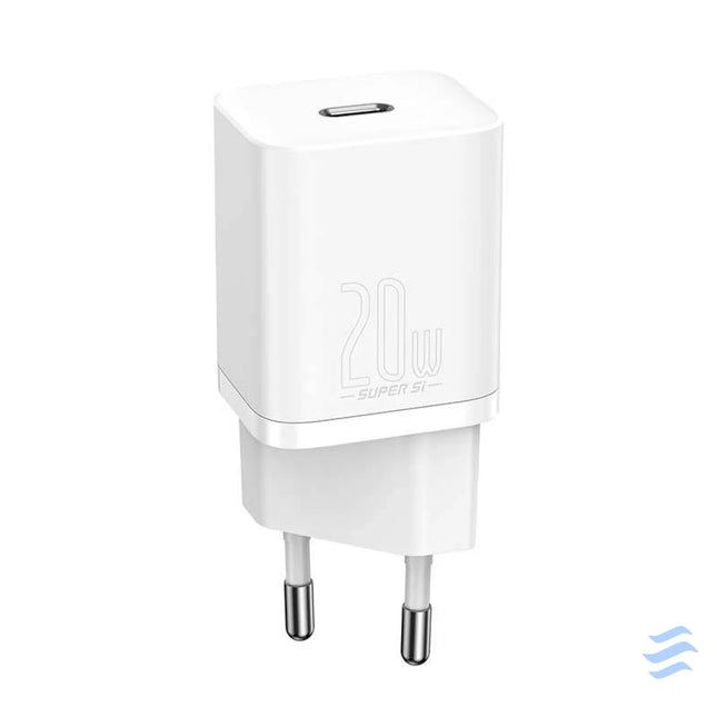 Baseus Super Si Quick Charger 1C 20W with USB C cable for Lightning 1m (white) mains chargers