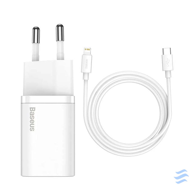 Baseus Super Si Quick Charger 1C 20W with USB C cable for Lightning 1m (white) mains chargers