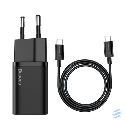Baseus Super Si Quick Charger 1C 25W with USB C cable for USB C 1m (black) mains chargers