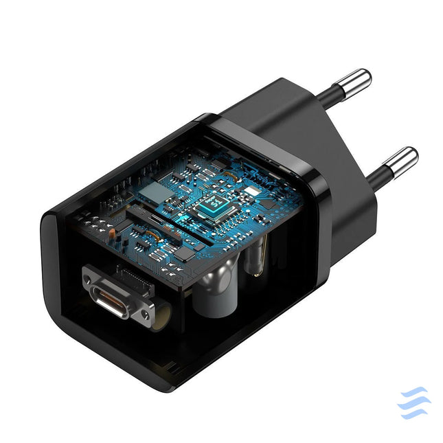 Baseus Super Si Quick Charger 1C 25W with USB C cable for USB C 1m (black) mains chargers