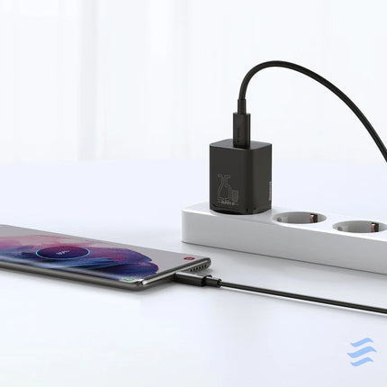 Baseus Super Si Quick Charger 1C 25W with USB C cable for USB C 1m (black) mains chargers