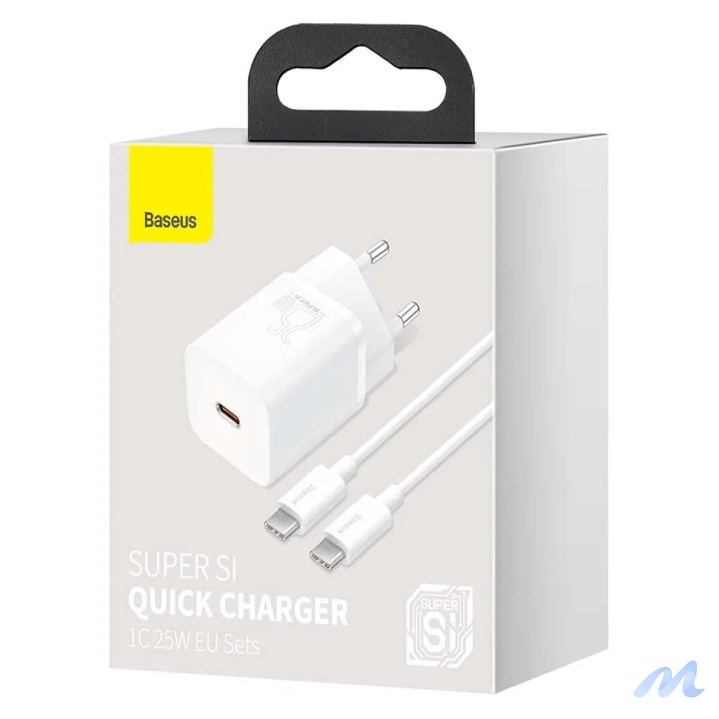 Baseus Super Si Quick Charger 1C 25W with USB-C cable for USB-C 1m (white)