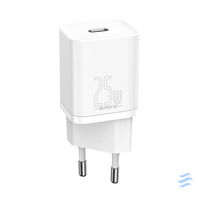 Baseus Super Si Quick Charger 1C 25W with USB C cable for USB C 1m (white) mains chargers
