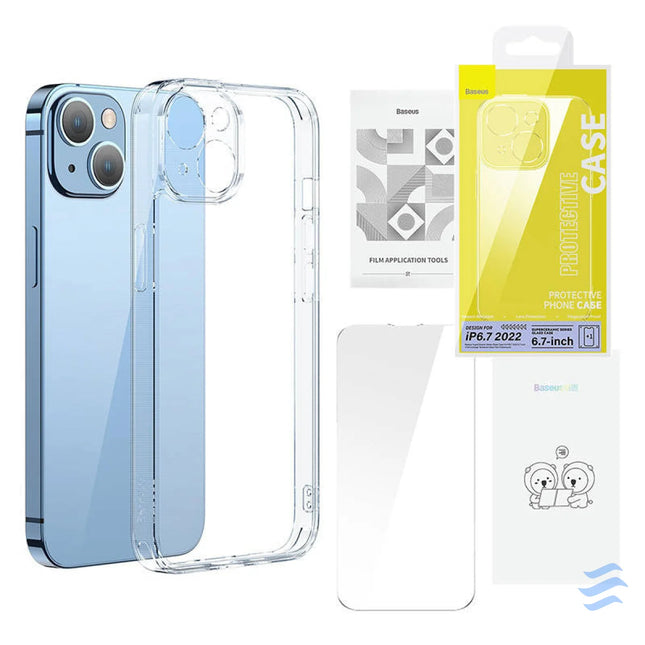 Baseus SuperCeramic Transparent Glass Case and Tempered Glass set for iPhone 14 Plus For smartphones