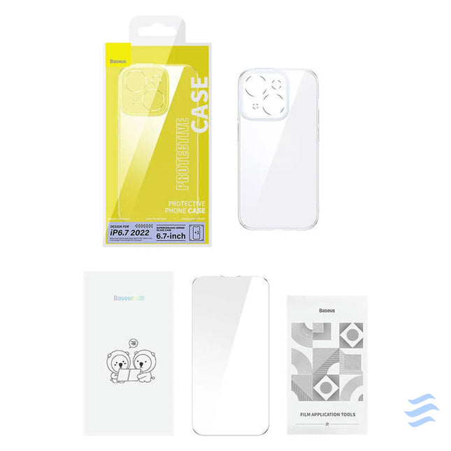 Baseus SuperCeramic Transparent Glass Case and Tempered Glass set for iPhone 14 Plus For smartphones