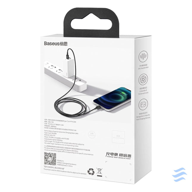Baseus Superior Series Cable USB C to iP 20W PD 1m (black) USB C to Lightning