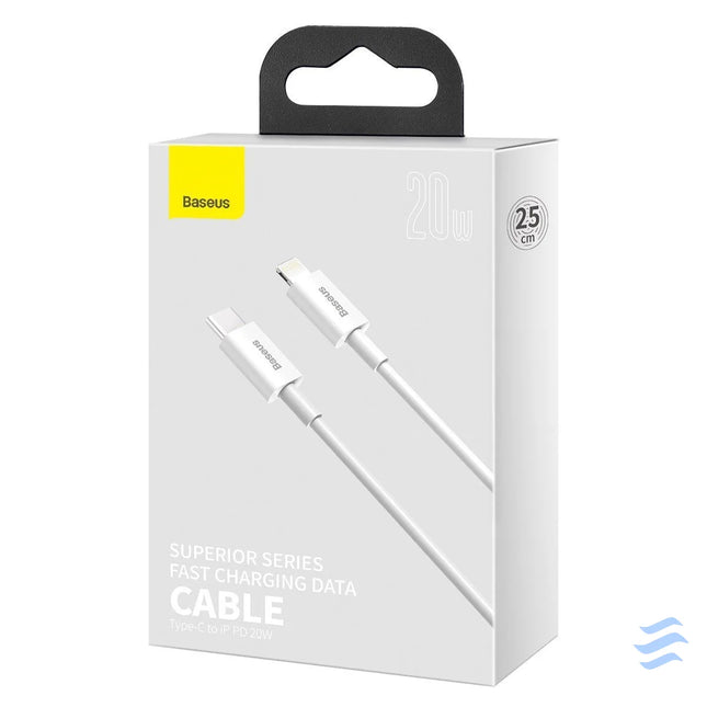 Baseus Superior Series Cable USB C to Lightning 20W PD 0,25m (white) USB C to Lightning