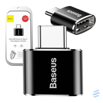 Baseus USB to USB Type C Adapter 2.4A (Black) Adapters connectors and converters