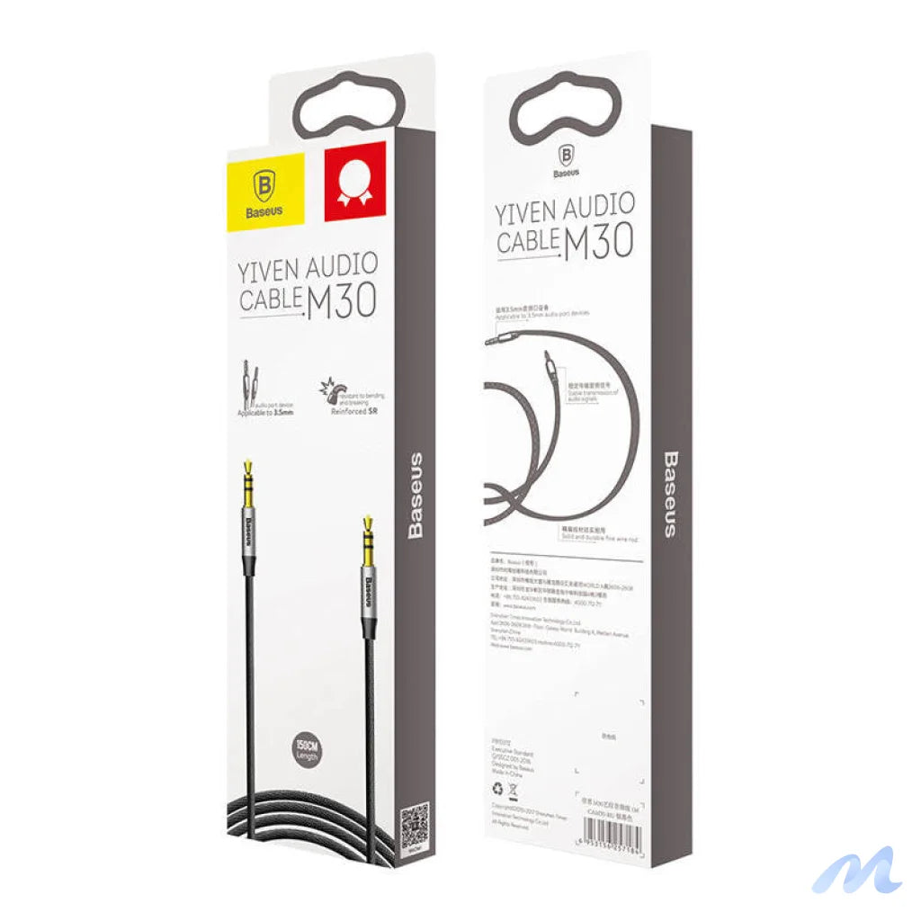 Baseus Yiven Audio Cable Cable 3.5 male Audio M30 1.5M Silver+ Black