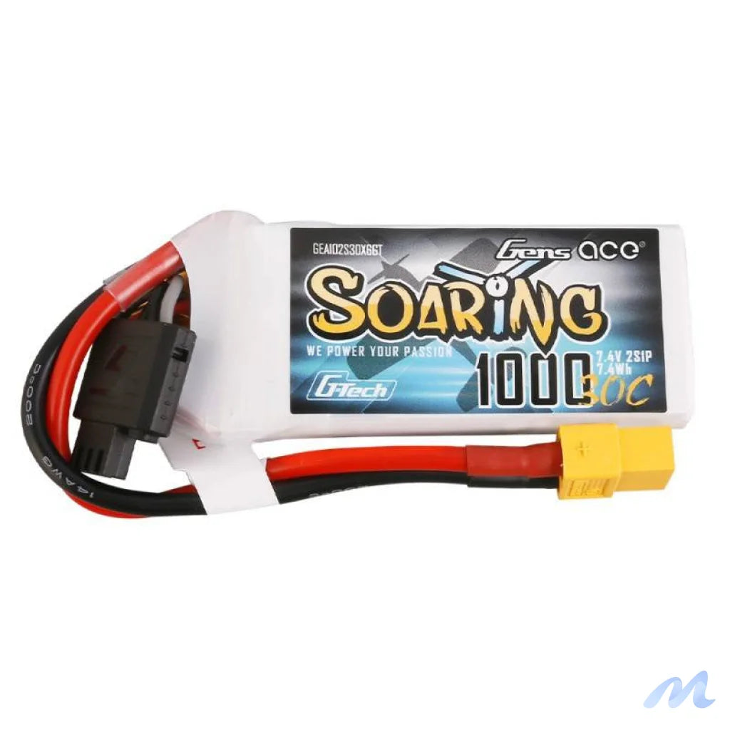 Battery Gens Ace G-Tech Soaring 1000mAh 7.4V 30C 2S1P XT60