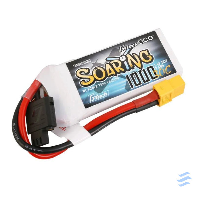 Battery Gens Ace G Tech Soaring 1000mAh 7.4V 30C 2S1P XT60 Lithium and NiMH