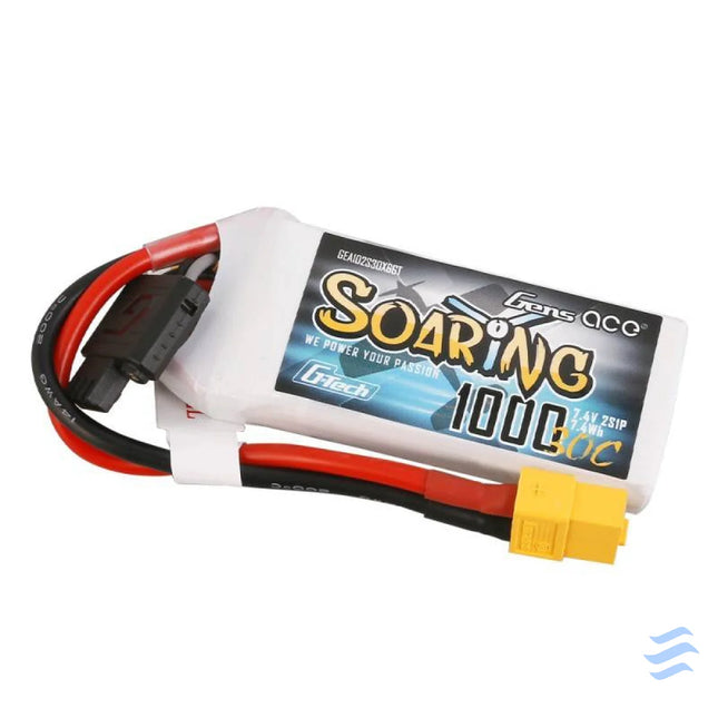 Battery Gens Ace G Tech Soaring 1000mAh 7.4V 30C 2S1P XT60 Lithium and NiMH