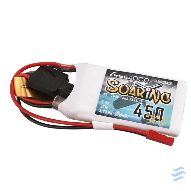 Battery Gens ace G Tech Soaring 450mAh 7,4V 30C 2S1P JST SYP Lithium and NiMH