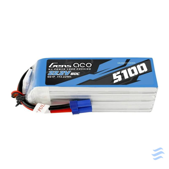 Battery GensAce 5100mAh 22.2V 80C 6S1P EC5 Lithium and NiMH