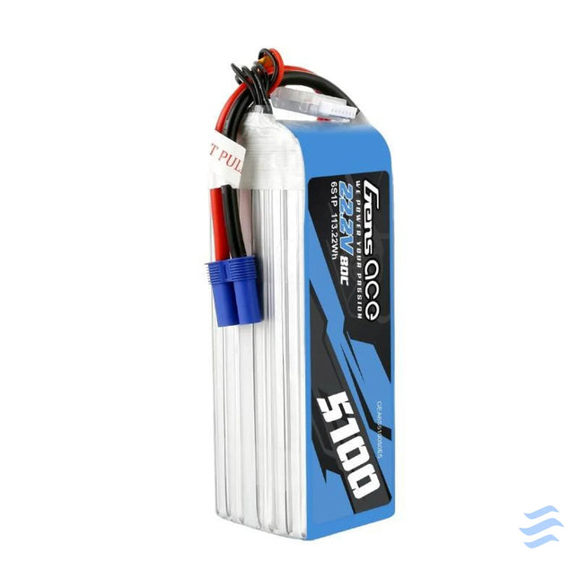 Battery GensAce 5100mAh 22.2V 80C 6S1P EC5 Lithium and NiMH