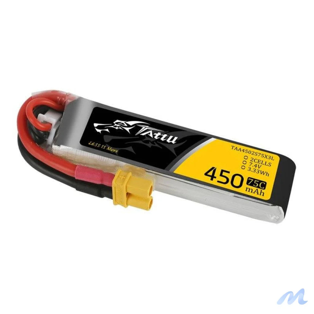 Battery Tattu 450mAh 7.4V 75C 2S1P Long XT30