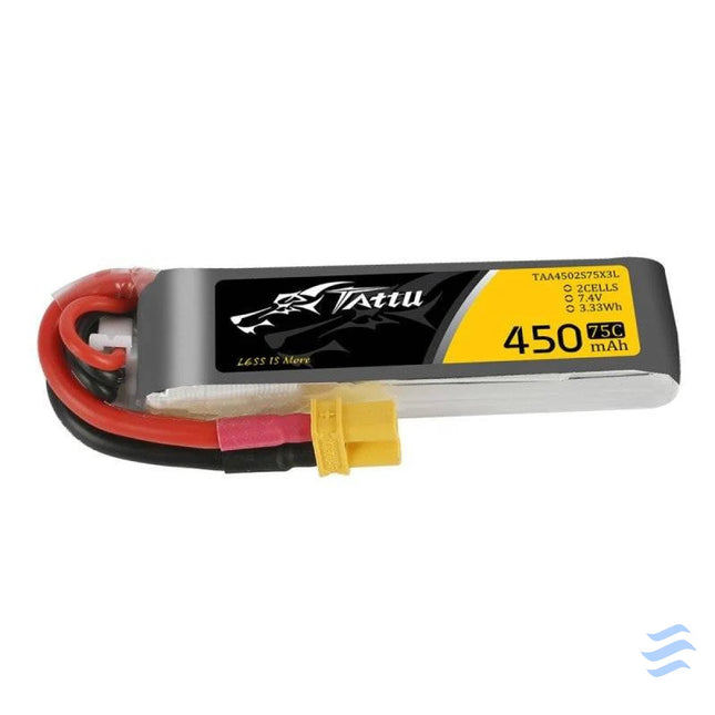 Battery Tattu 450mAh 7.4V 75C 2S1P Long XT30 Lithium and NiMH