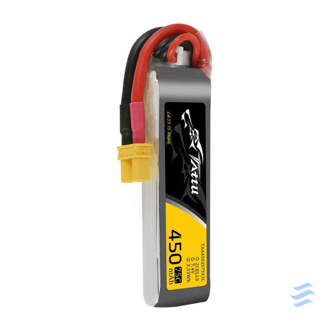 Battery Tattu 450mAh 7.4V 75C 2S1P Long XT30 Lithium and NiMH
