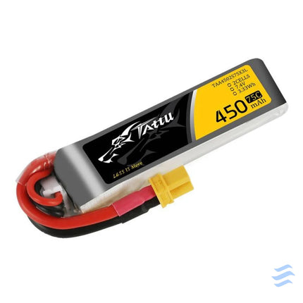 Battery Tattu 450mAh 7.4V 75C 2S1P Long XT30 Lithium and NiMH