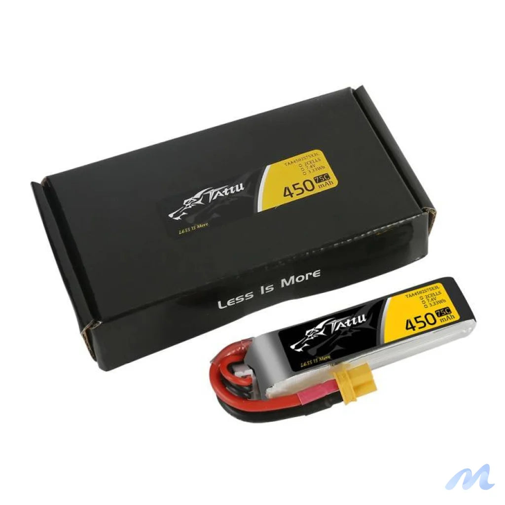 Battery Tattu 450mAh 7.4V 75C 2S1P Long XT30