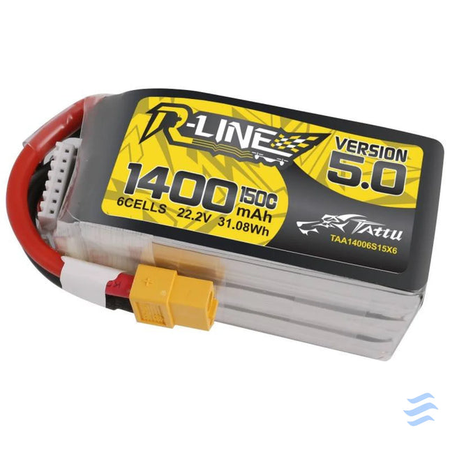 Battery Tattu R Line 5.0 1400mAh 22.2V 150C 6S1P XT60 Lithium and NiMH