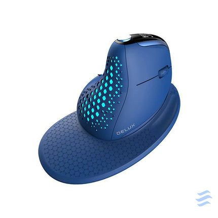 Bezprzewodowa mysz pionowa Delux M618XSD BT + 2.4G RGB (niebieska) Vertical mice
