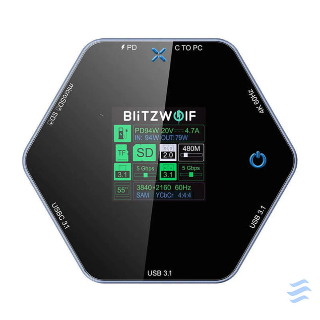 Blitzwolf 8in1 docking station BW TH16 USB 100W LCD Smart Display Docking stations
