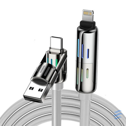 Blitzwolf BW HDC6 4 in 1 USB C/USB A to USB C/Lightning cable 1.2m 240W RGB (gray) Combo Cables