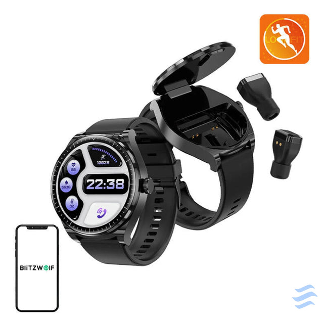 BlitzWolf BW HW1 smartwatch + TWS headphones (black) Smartwatches