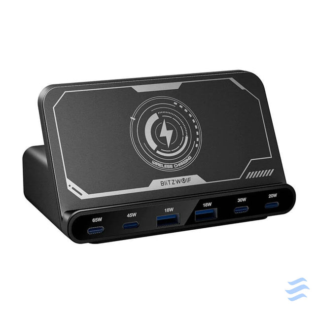 Blitzwolf BW S27 160W 2xUSB A 4xUSB C 15W wireless charger (black) mains chargers