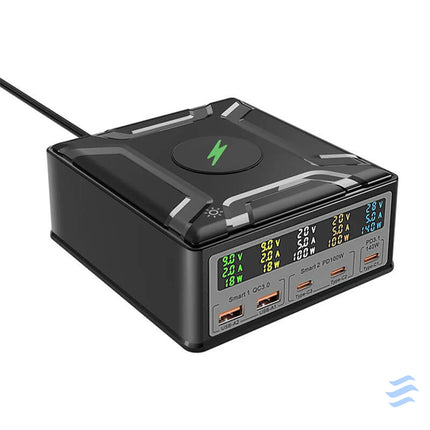 Blitzwolf BW S28 260W 2xUSB A 3xUSB C 15W wireless charger (black) mains chargers