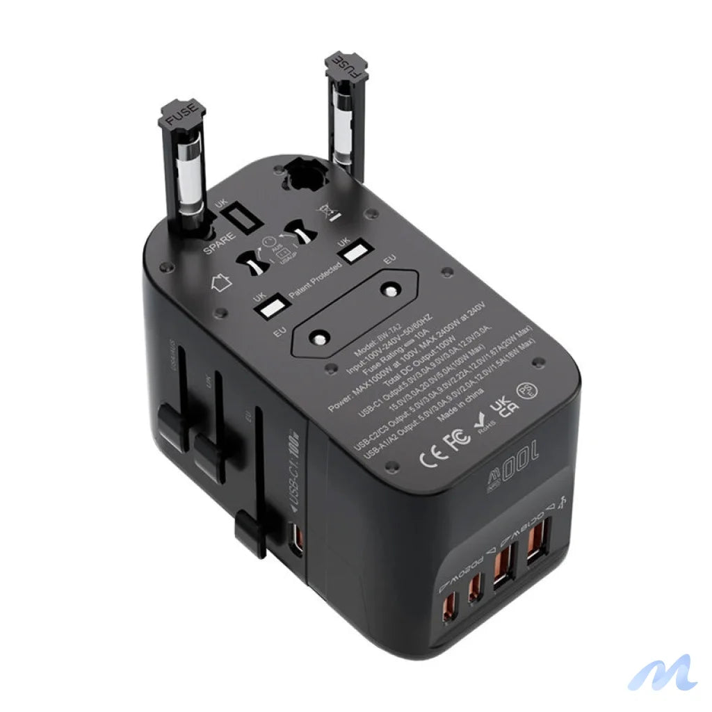 Blitzwolf BW-TA2 5-in-1 Travel Adapter 2xUSB PD + 2xC QC + C GaN 100W
