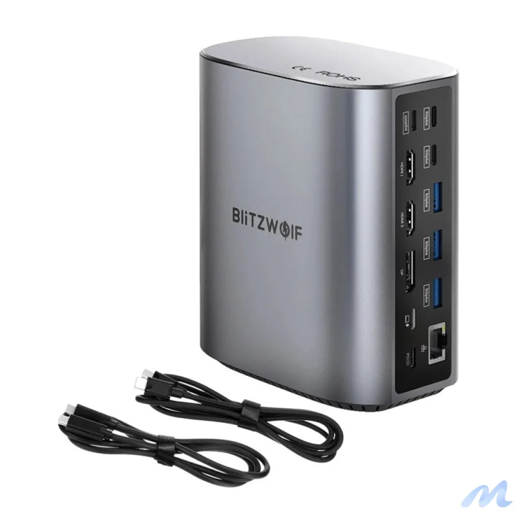Blitzwolf BW-TH15 17in1 Docking Station 2xHD+DP+4xC+3xUSB 3.0+USB 3.1+C 3.2+C PD+RJ45+micro SD+SD+3.5mm Audio