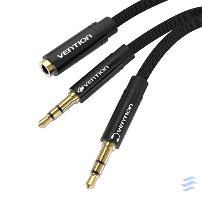 Cable audio mini jack 3.5mm female to 2x mini jack 3.5 mm male Vention BBLBAB 0.6m (black) Audio cables