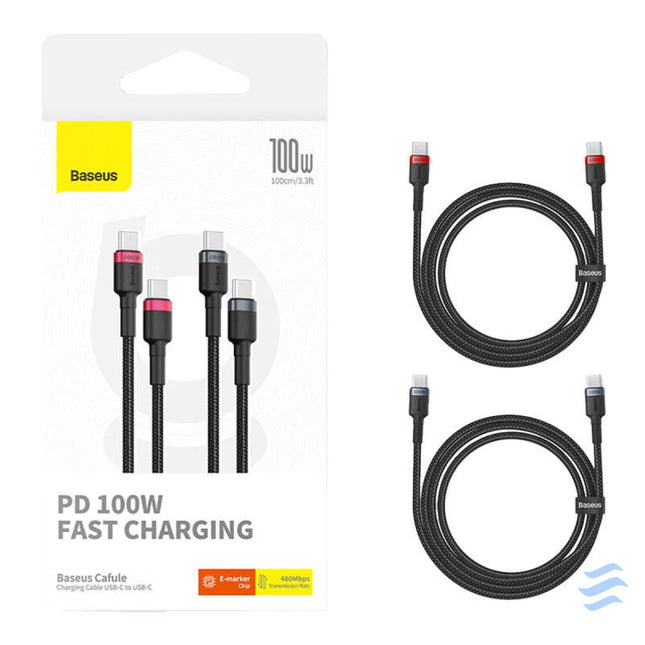 Cable Baseus Cafule USB C to USB C 100W,1m 2psc (Red Black Grey Black) USB C to USB C