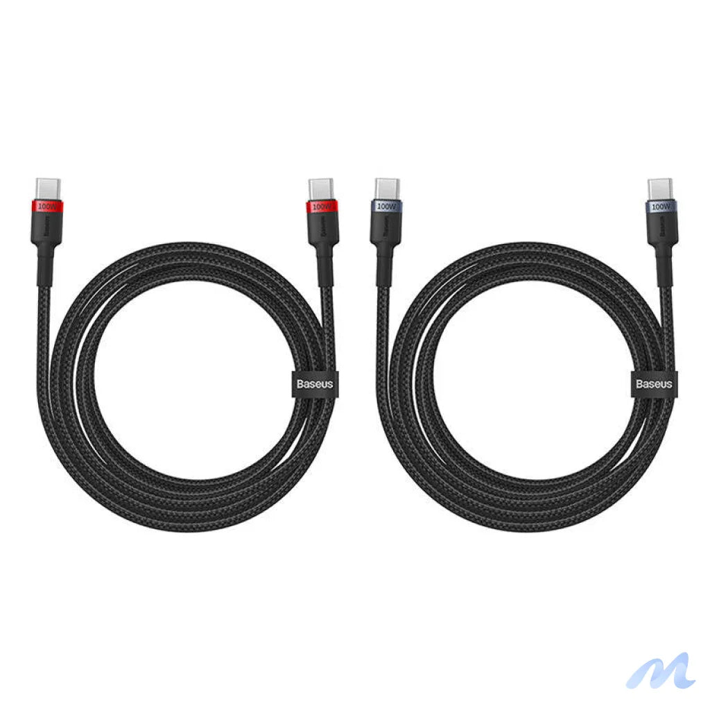 Cable Baseus Cafule USB-C to USB-C 100W,2m, 2psc (Red Black, Grey Black)